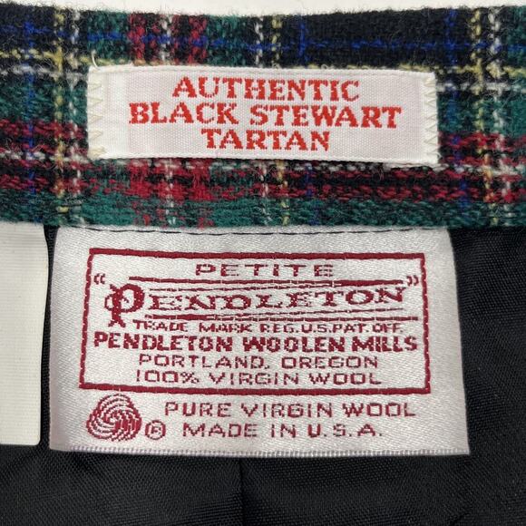 Vintage Pendleton Black Stewart Tartan 100% Wool Skirt Women 10 Petite Academia - Picture 4 of 10